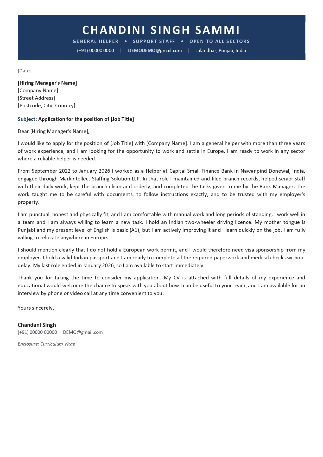 ResumeAnna cover letter template preview